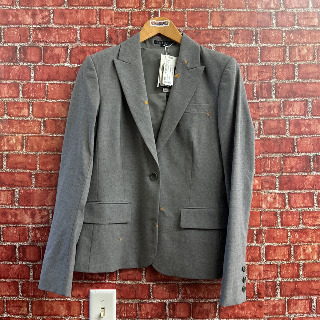 Diversity Repair Lab x Theory Wool Blazer Grey/Yellow Size 8