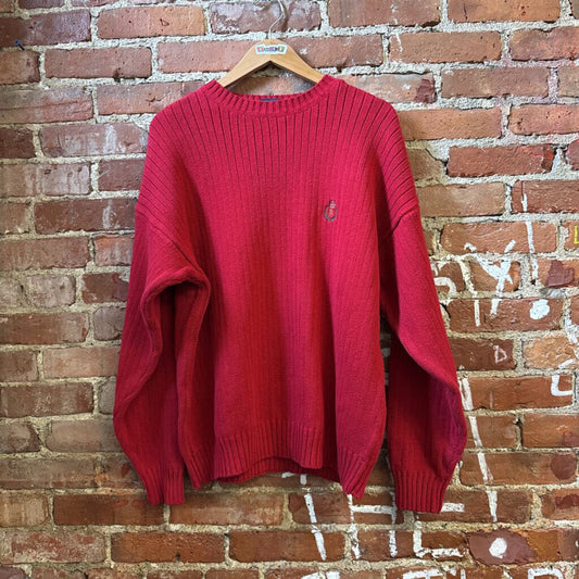 Vintage Chaps RL Red Ribbed Sweater Size L