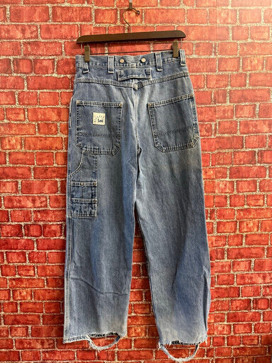 Vintage Lee Riveted Blue Cargo Jeans Size 28