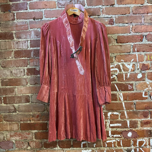 Union Made VTG Velvet Dress/Belt Pink Size XS