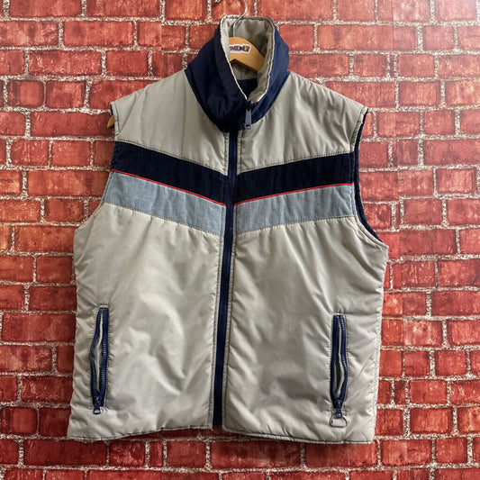Changing Scene VTG Vest Cord Stripes Nylon Blue/Grey Men’s Size L