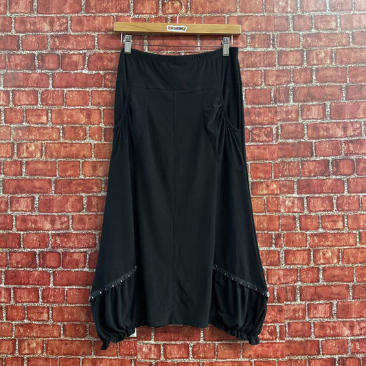 Vintage Artex Black Button Detail Midi Skirt Size L