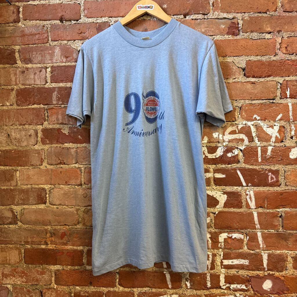 Vintage 90th Anniversary Union Made Blue Graphic Tee Size L