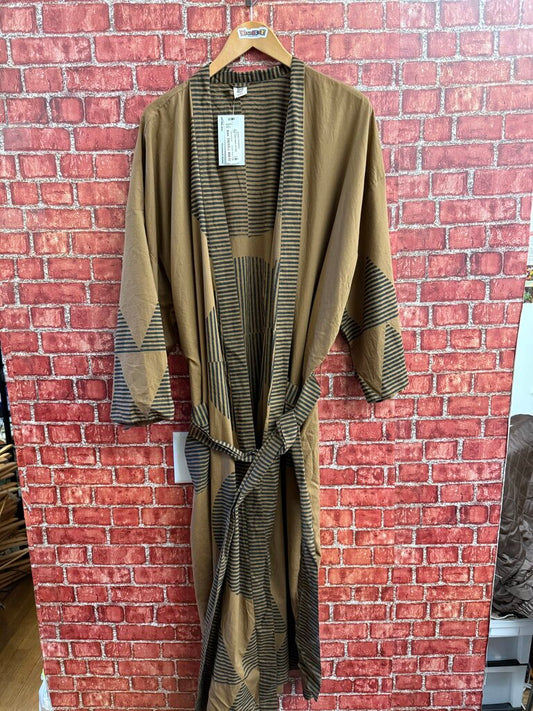 Block Shop Striped and Solid Robe brown Size D9(XXL)