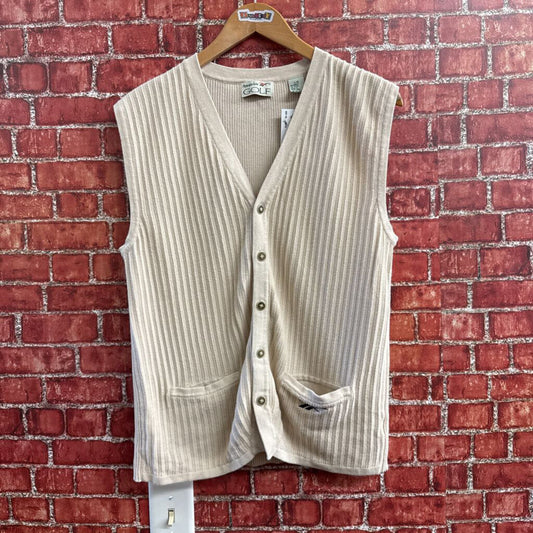 Vintage Reebok Golf Beige Cardigan Sweater Vest Size L