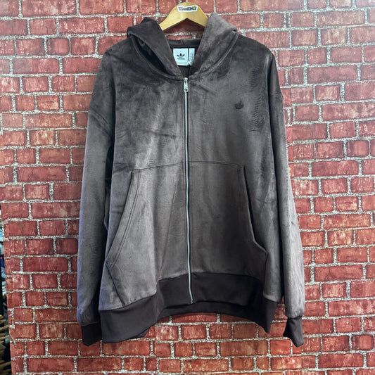 NWT Adidas Velour Track Jacket brown Size D10(XL)