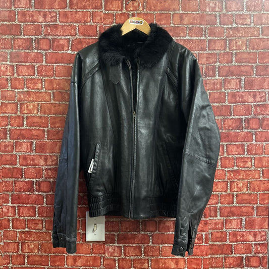 Philippe Monet Badger Lined Leather Zip Black Size D6(42)