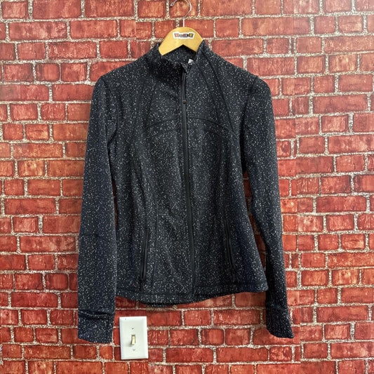 Lululemon Lite Workout Jacket Mockneck Speckled Black/Grey Size 8