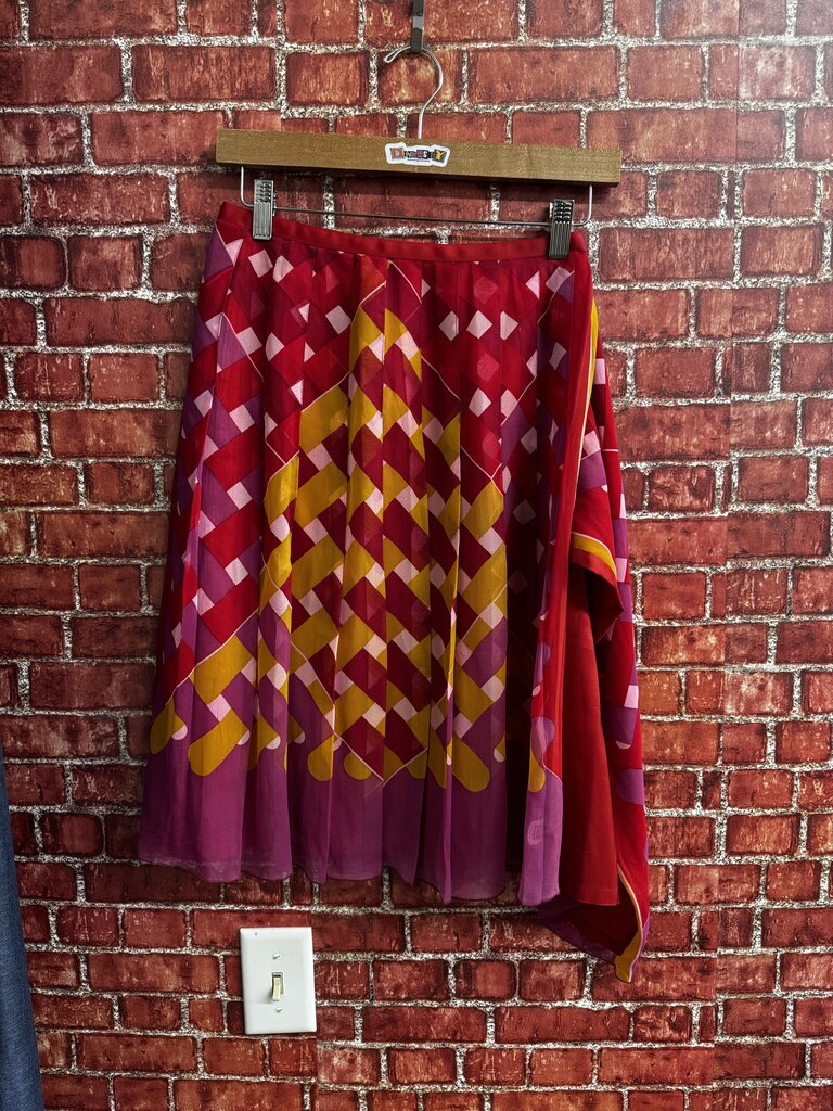 Anna Sui Red Silk Skirt Size 2