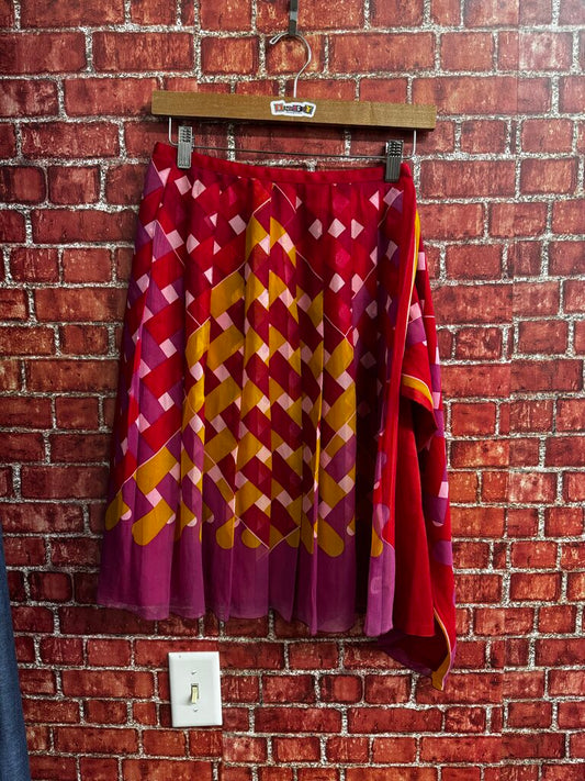 Anna Sui Red Silk Skirt Size 2