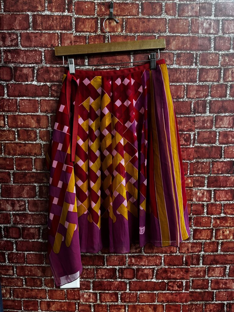 Anna Sui Red Silk Skirt Size 2