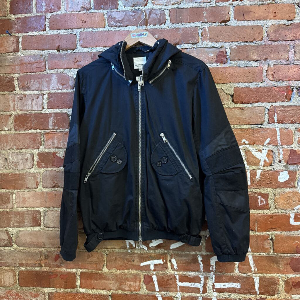 The Stray Boys Bomber Jacket Zip/Zip Hood Black Size XS