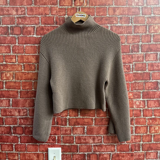 Lapointe Mockneck Sweater Merino Brown Knit Size S