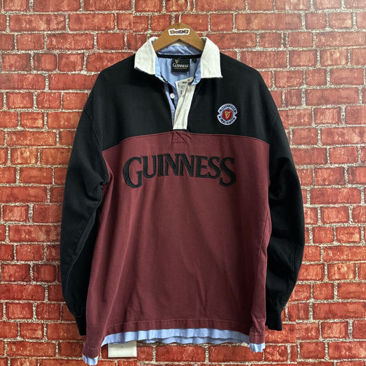 Guiness Red & Black LS Rugby Shirt Size L