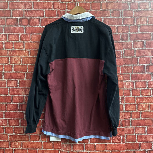 Guiness Red & Black LS Rugby Shirt Size L