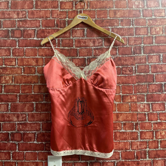 Stitch Trend Lingerie Tank Top Diamond Ring Print Pink/White Size L