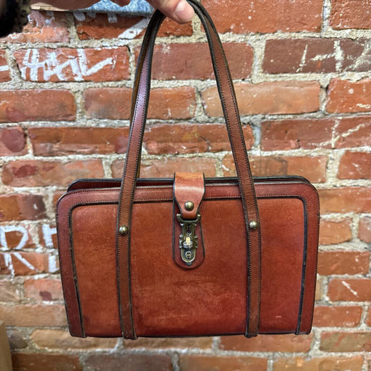 Etienne Aigner Vinttage 50s Brown Leather Bag Hand Made