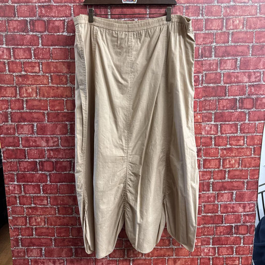 Ashro Cotton ruched Maxi Skirt tan Size D8