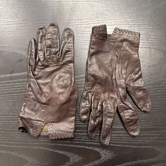 Vintage Brown Leather Gloves Size S