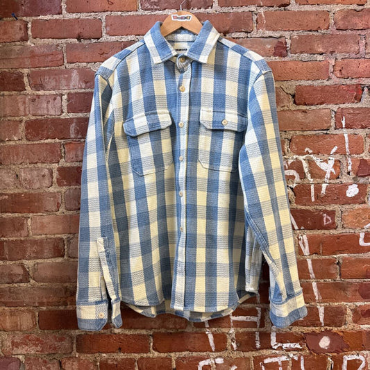 Taylor Stitch Plaid Shacket White Blue Size D6