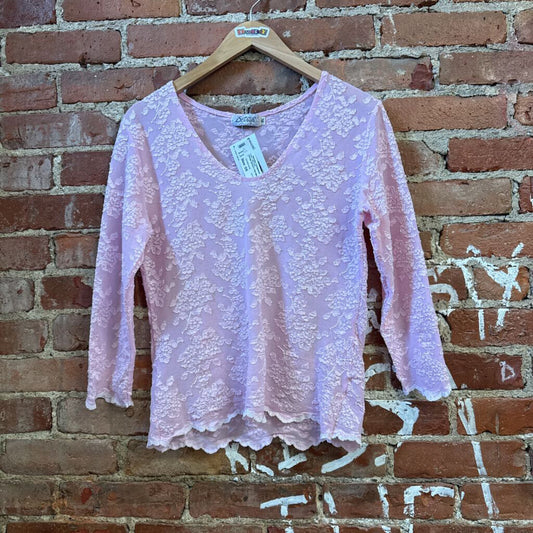 Vintage Betsey's Pink Mesh Tee Top Size XL