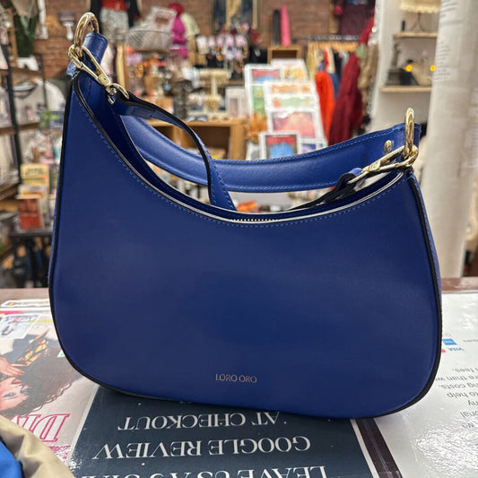 Loro Oro Blue Crescent Leather Bag
