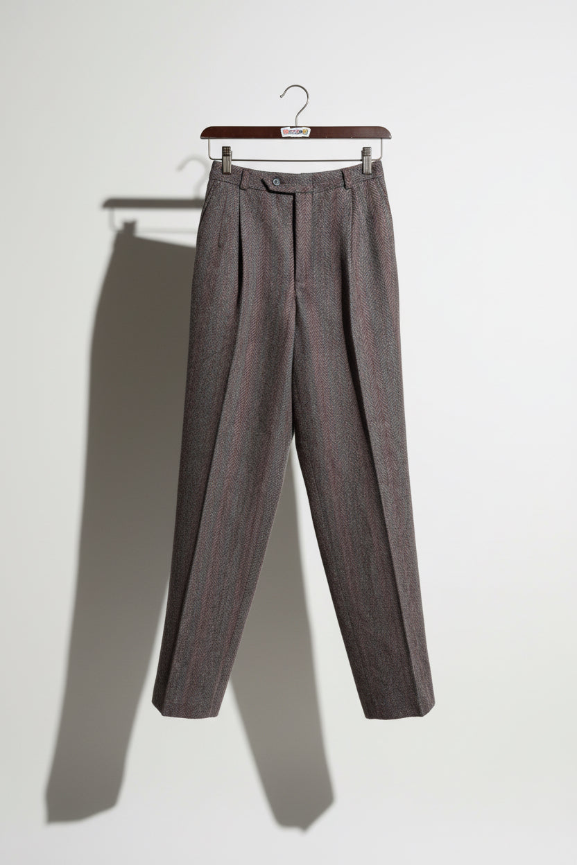 Tweed Trousers Wool Brown/Teal Size 26