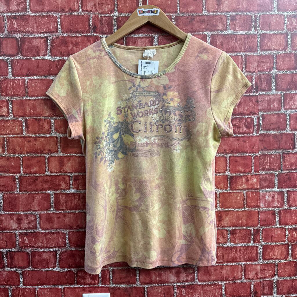 Century Edition Y2K Tee Citron Lemons Orange/Yellow Ladies Size S