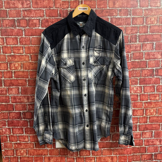 Harley Davidson Grey Plaid Button Up Size L