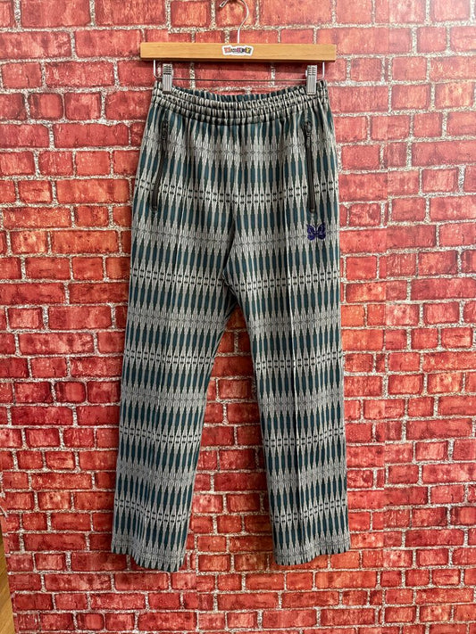 Needles Track Pants Geometric Pattern Green/Teal Size M