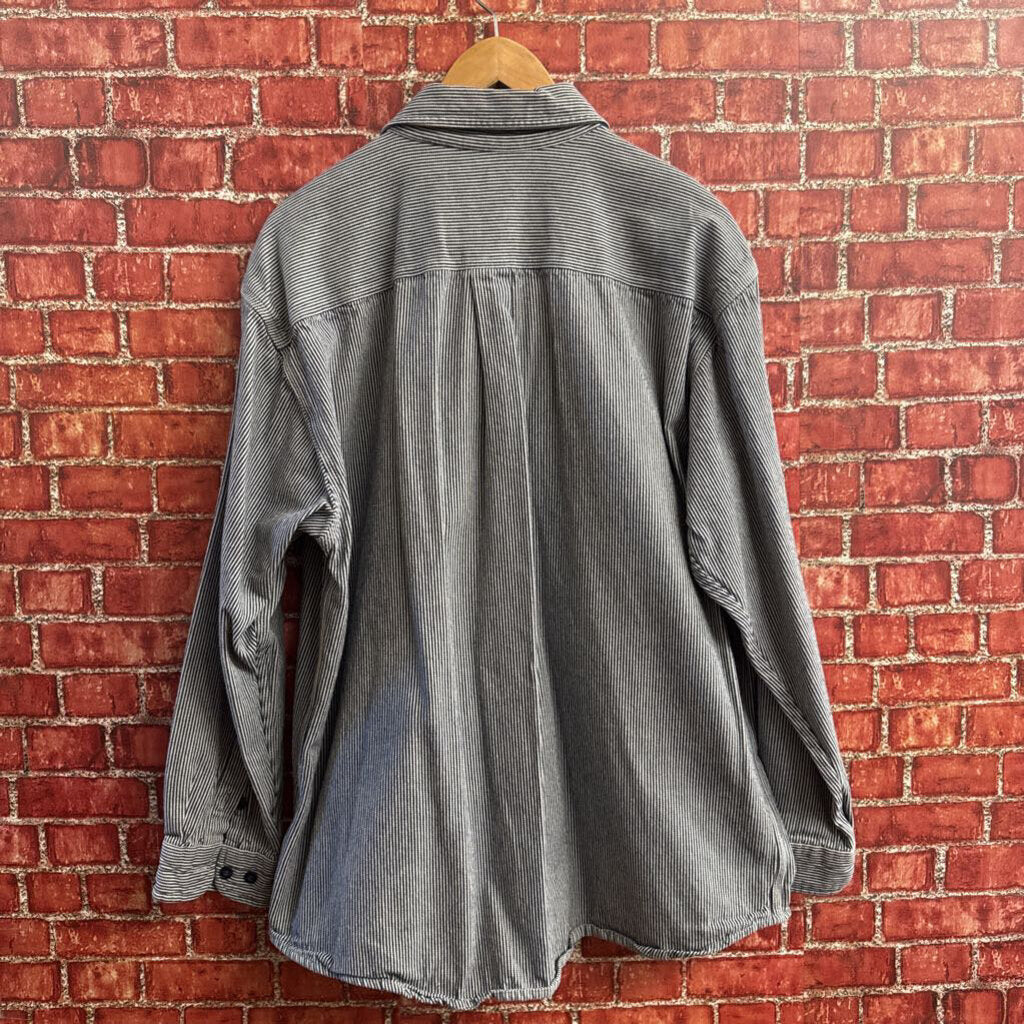 Carhartt Blue Striped Denim Pullover Jacket Size XL