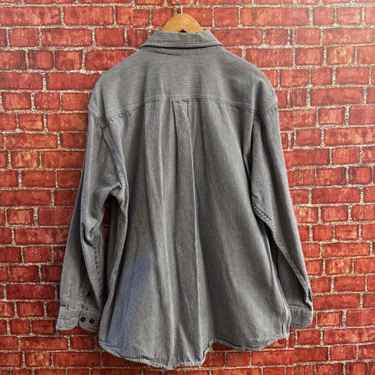 Carhartt Blue Striped Denim Pullover Jacket Size XL