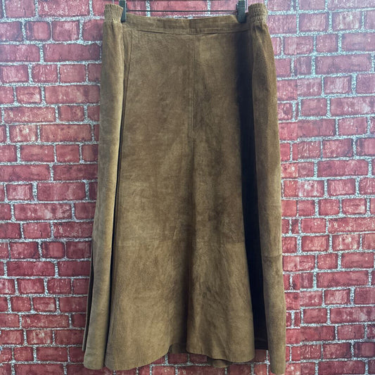 August Max Woman VTG Suede Skirt Maxi Brown Size 20