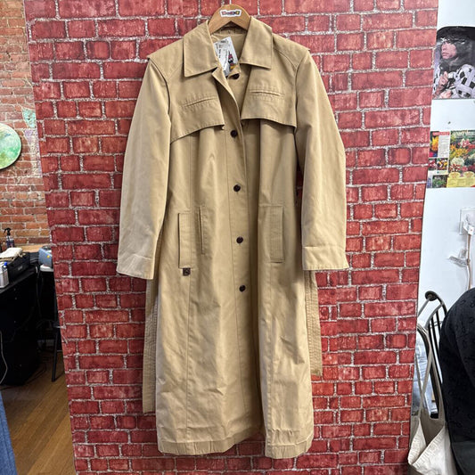 Etienne Aigner Vintage Trench Coat Long Tan Ladies Size M