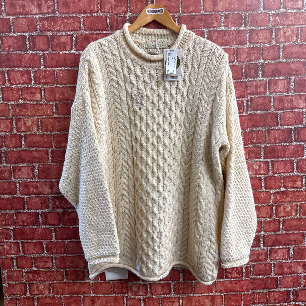 Diversity Repair Lab x Blarney Vintage Sweater Cableknit Mock Neck Cream Size M