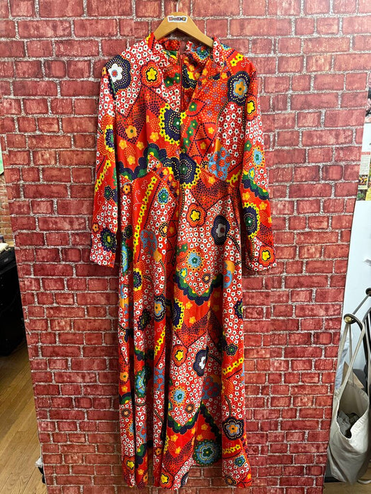 Vintage 1970s Liberty Circle Boho Pattern Maxi Dress Size D5
