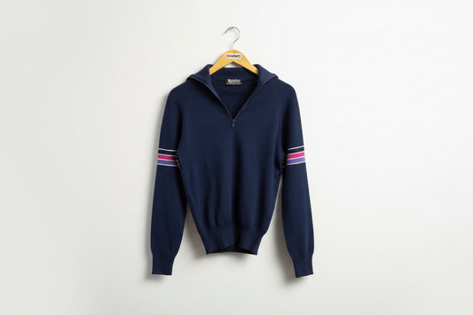 Vintage Meister Blue Wool Quarter Zip Sweater Men’s Size S