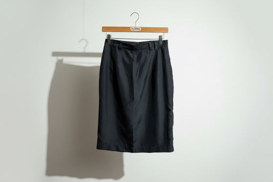 PS Studios Black Silk Vintage Midi Skirt Size 6