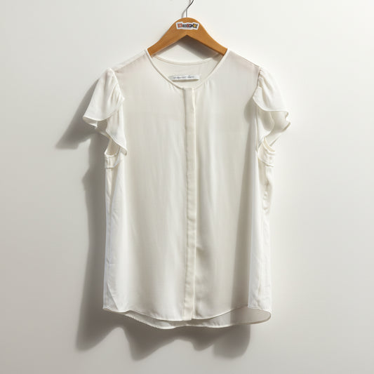 Diane Von Furstenberg White Silk Top Ladies Size L