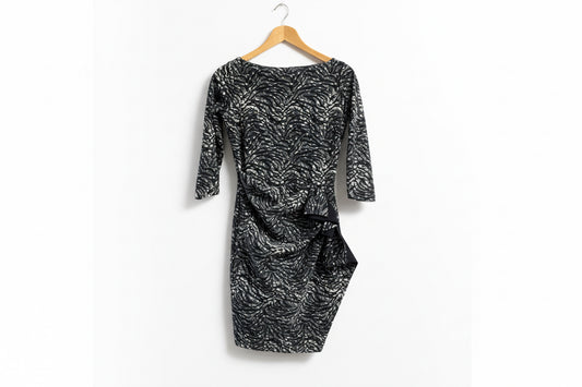 Chiara Boni Green Zebra Striped Layered Mini Dress Size S