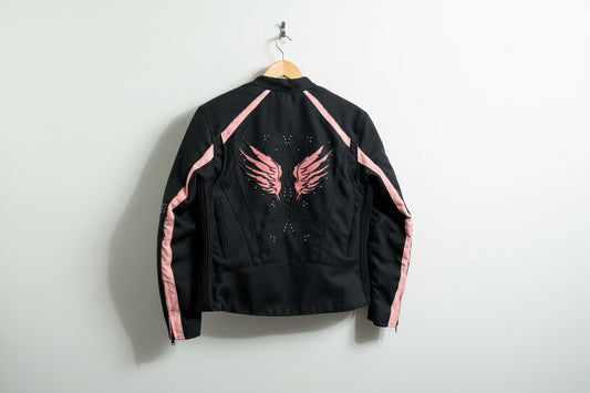 NexGen Moto Jacket Angel Wings Black/Pink Ladies Size M