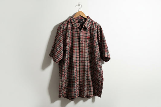 Fubu Button Up Y2K Short Sleeve Plaid Blue/Red Size 2X