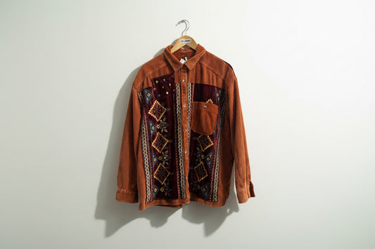 Free People Orange Corduroy Multi Color Button Up Ladies Size S