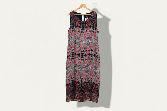 Connected Apparel Tank Dress Floral Pink/Navy Size 18W