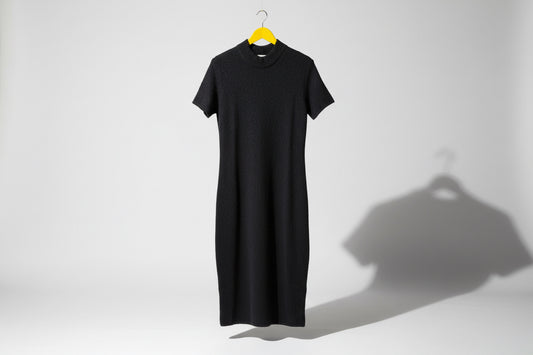 NWT Black Maxi Dress Short Sleeve Knit Grey Size M