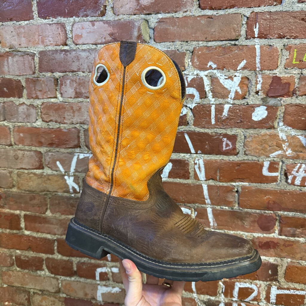 Justin Orange Cowboy Boots Size 10.5M