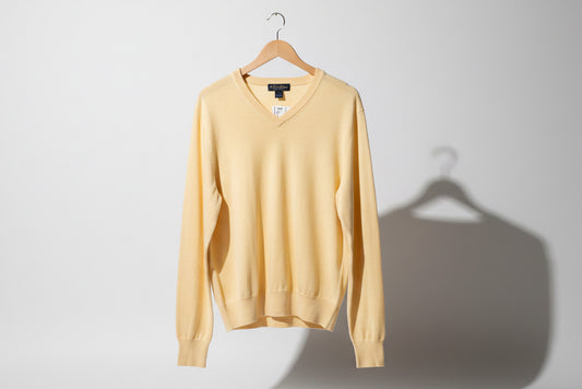 Brooks Brothers Yellow V Neck Sweater Size L