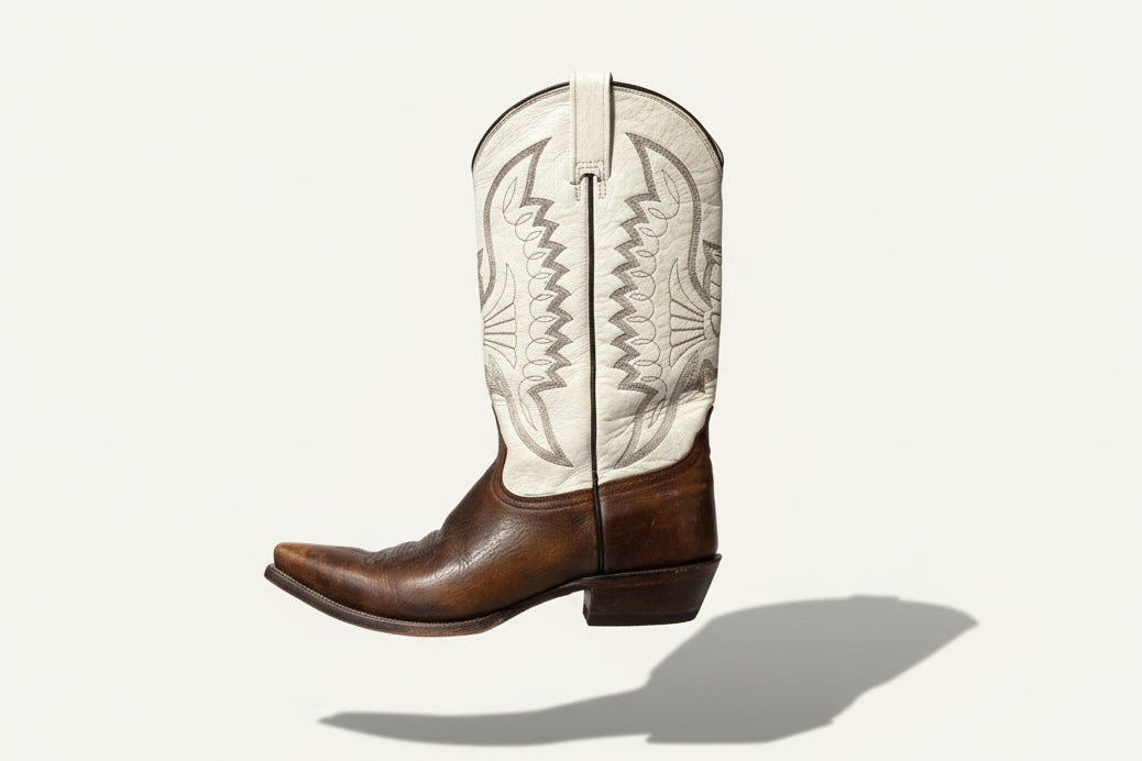 Mezcalero Cowboy Boots Leather Brown/White Size 9M