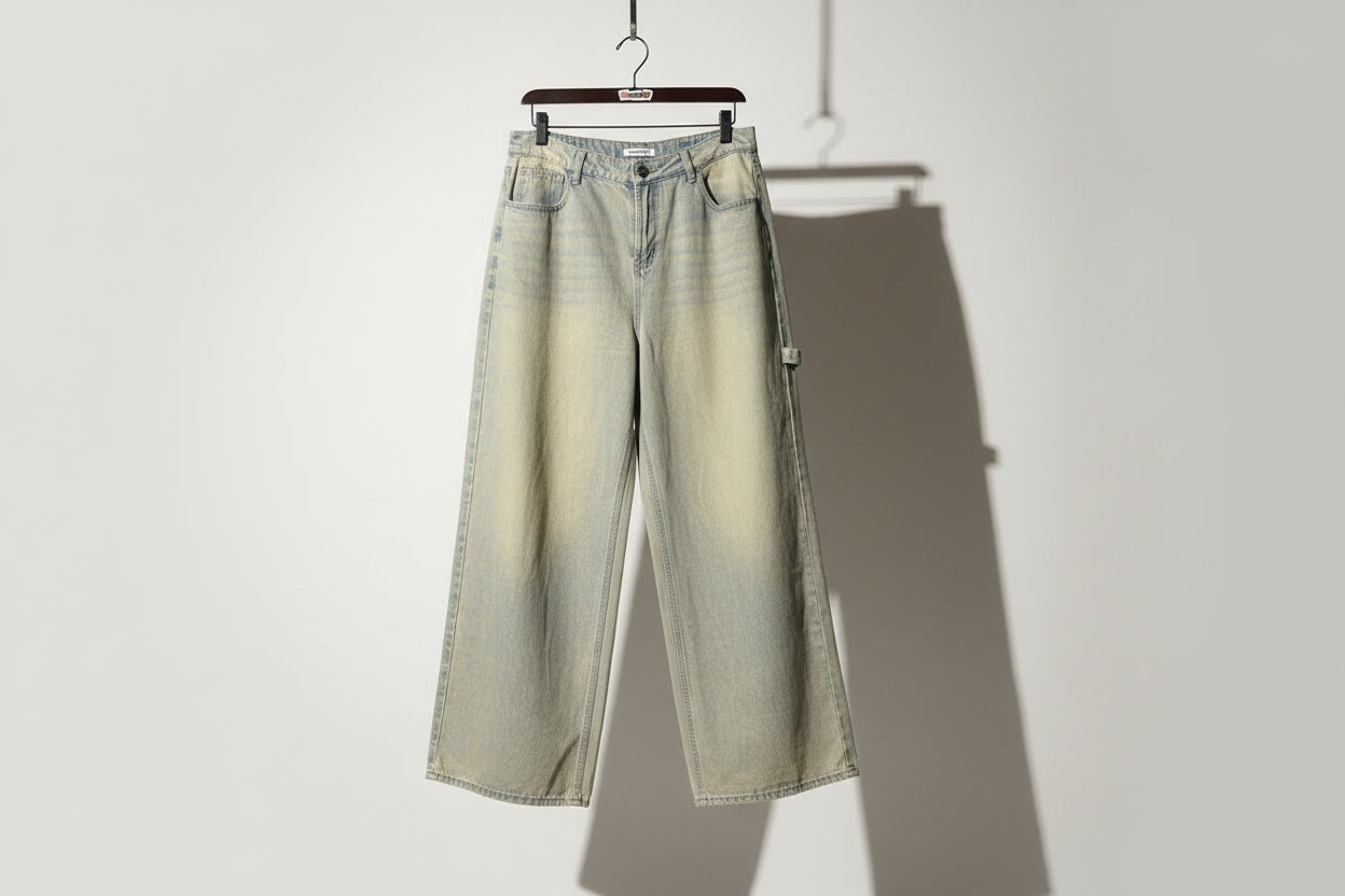 American Bazi Jeans Wideleg Yellow Undertones Blue Ladies Size L