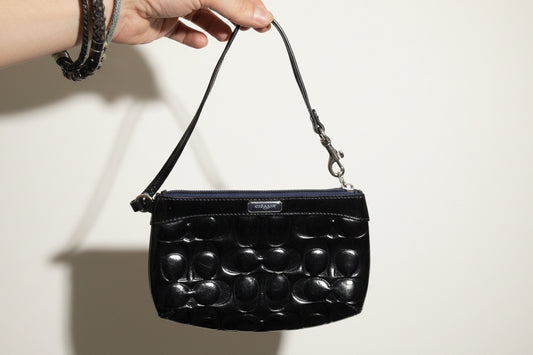 Coach Poppy Navy Blue Wristlet Small